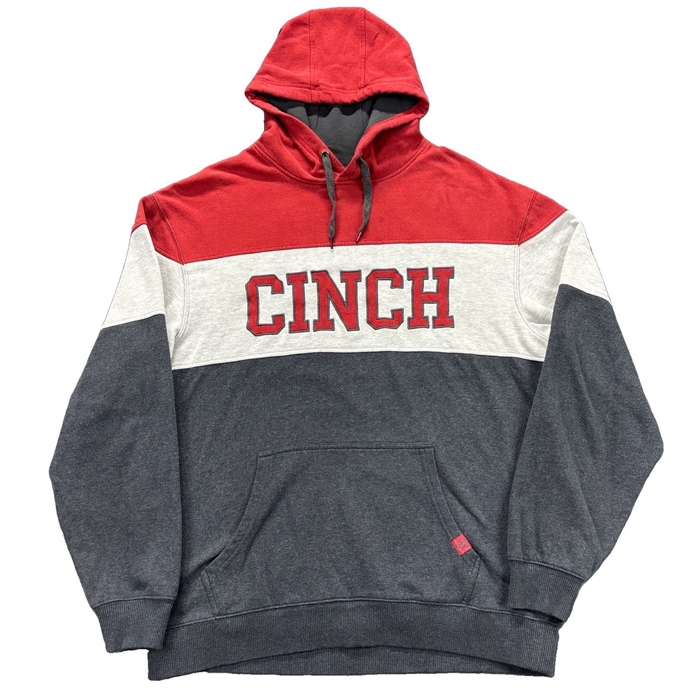 CINCH Western Hoodie Mens XL Pullover Fleece Lined Colorblock Full Spell Out